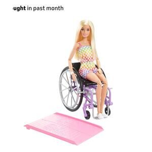 Barbie Doll with Wheelchair and Ramp, Kids Toys  Blonde  BOX IS DAMAGED